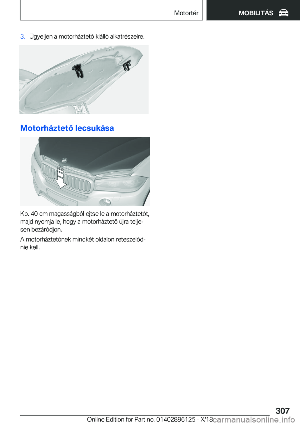 BMW X6 2019  Kezelési útmutató (in Hungarian) �3�.�