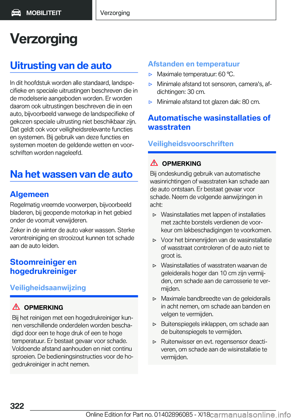 BMW X6 2019  Instructieboekjes (in Dutch) �V�e�r�z�o�r�g�i�n�g�U�i�t�r�u�s�t�i�n�g��v�a�n��d�e��a�u�t�o
�I�n��d�i�t��h�o�o�f�d�s�t�u�k��w�o�r�d�e�n��a�l�l�e��s�t�a�n�d�a�a�r�d�,��l�a�n�d�s�p�ej�c�i�f�i�e�k�e��e�n��s�p�e�c�i�a�l�e�