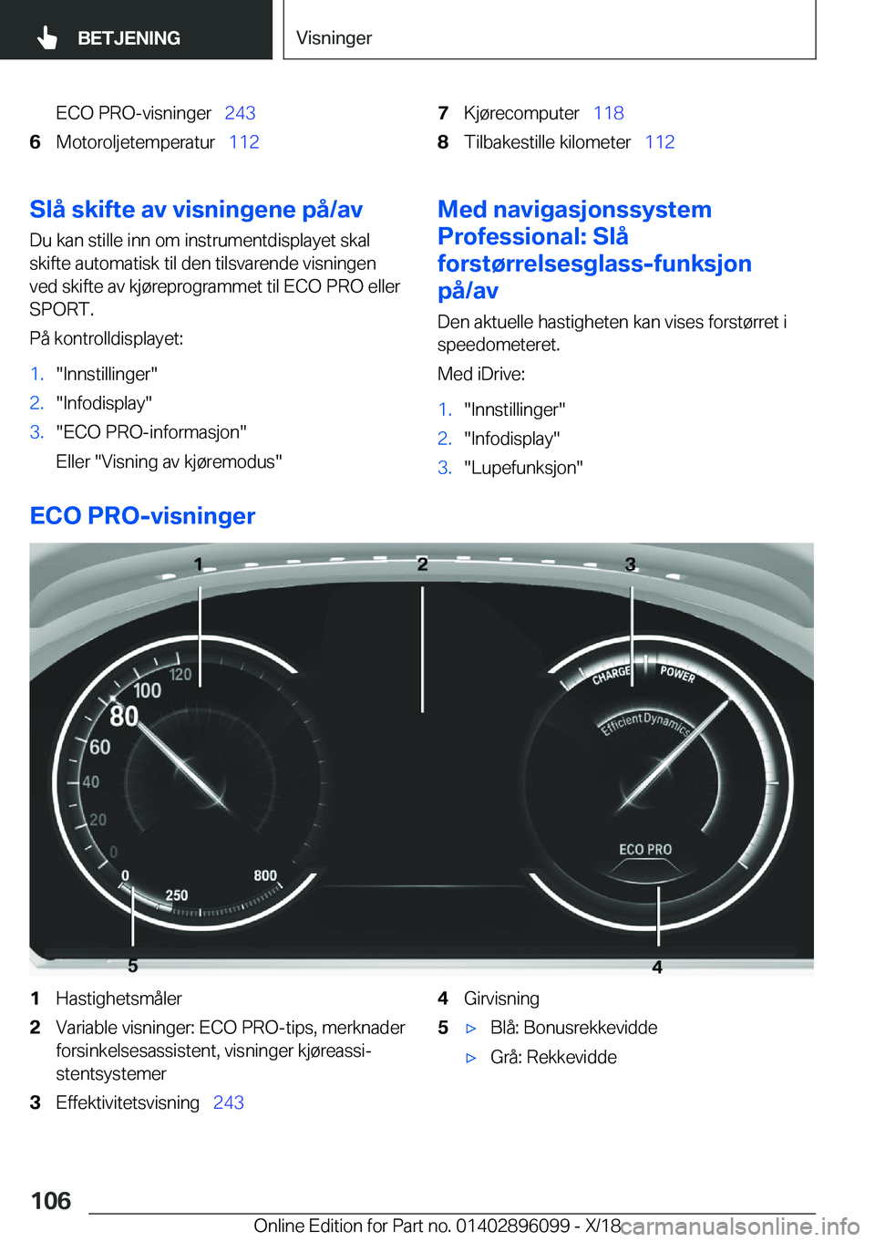 BMW X6 2019  InstruksjonsbØker (in Norwegian) �E�C�O��P�R�O�-�v�i�s�n�i�n�g�e�r\_�2�4�3�6�M�o�t�o�r�o�l�j�e�t�e�m�p�e�r�a�t�u�r\_ �1�1�2�7�K�j�