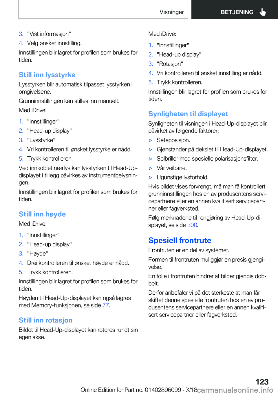 BMW X6 2019  InstruksjonsbØker (in Norwegian) �3�.��V�i�s�t��i�n�f�o�r�m�a�s�j�o�n��4�.�V�e�l�g��