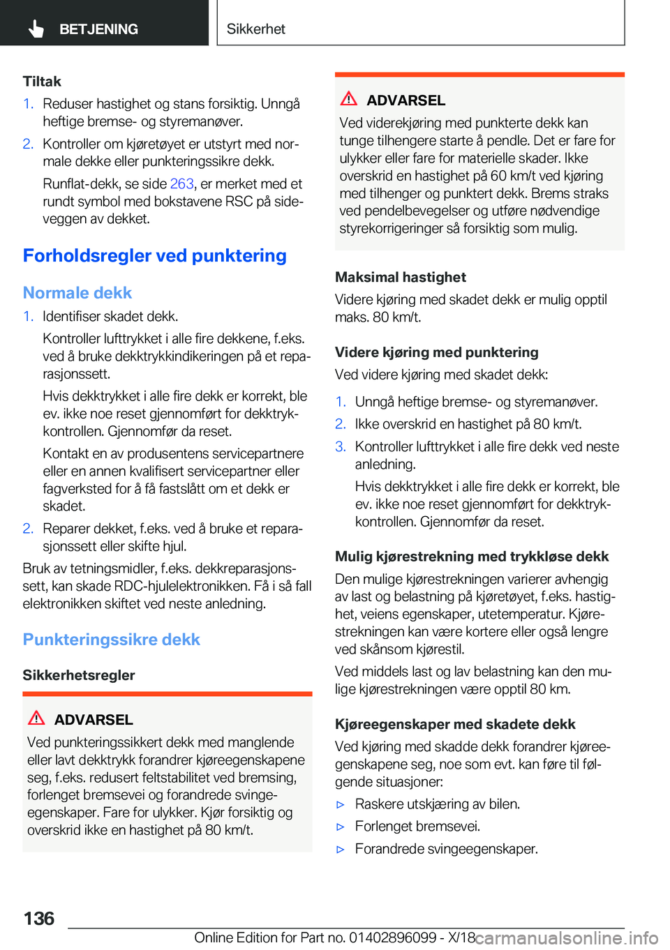 BMW X6 2019  InstruksjonsbØker (in Norwegian) �T�i�l�t�a�k�1�.�R�e�d�u�s�e�r��h�a�s�t�i�g�h�e�t��o�g��s�t�a�n�s��f�o�r�s�i�k�t�i�g�.��U�n�n�g�å�h�e�f�t�i�g�e��b�r�e�m�s�e�-��o�g��s�t�y�r�e�m�a�n�