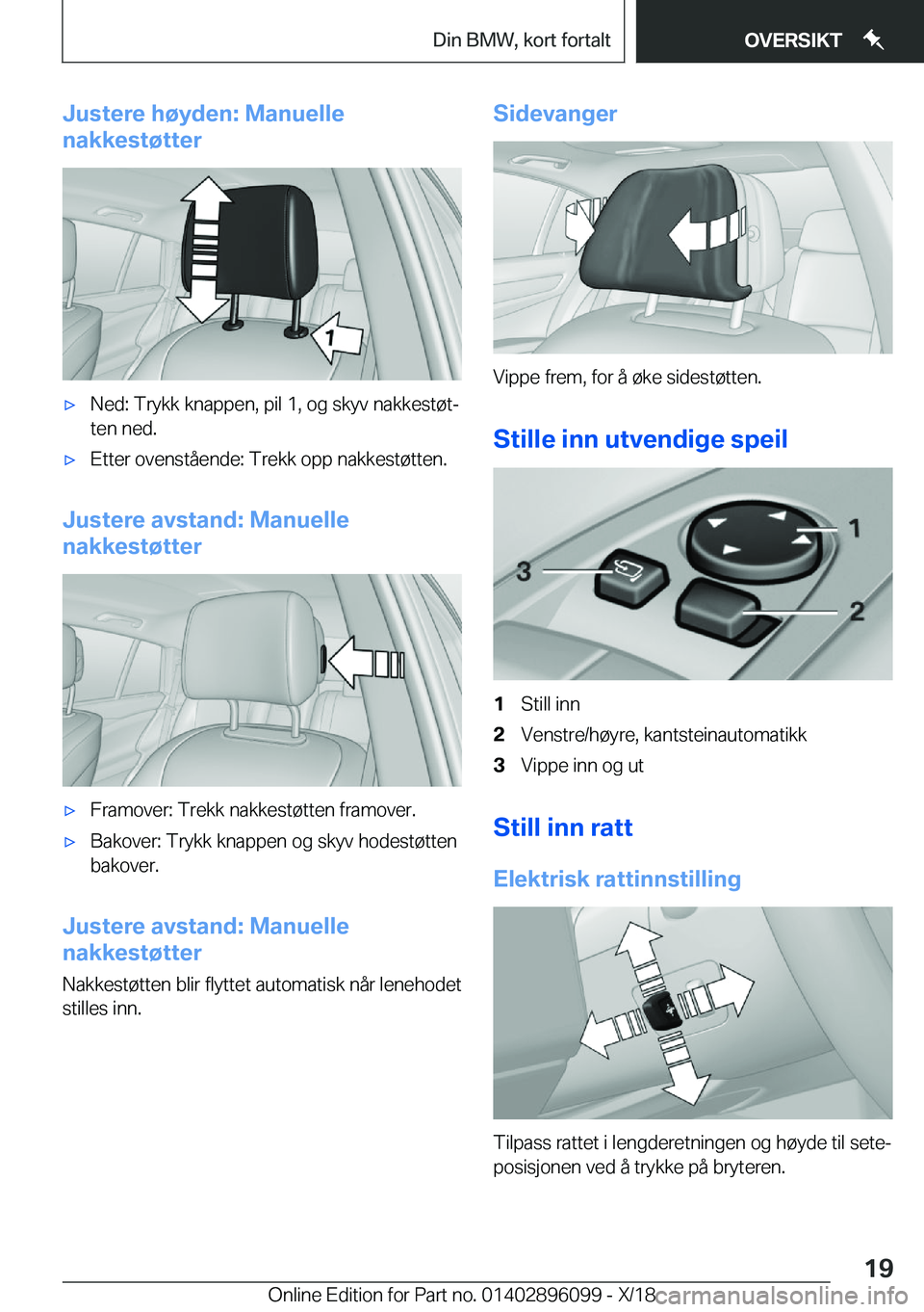 BMW X6 2019  InstruksjonsbØker (in Norwegian) �J�u�s�t�e�r�e��h�