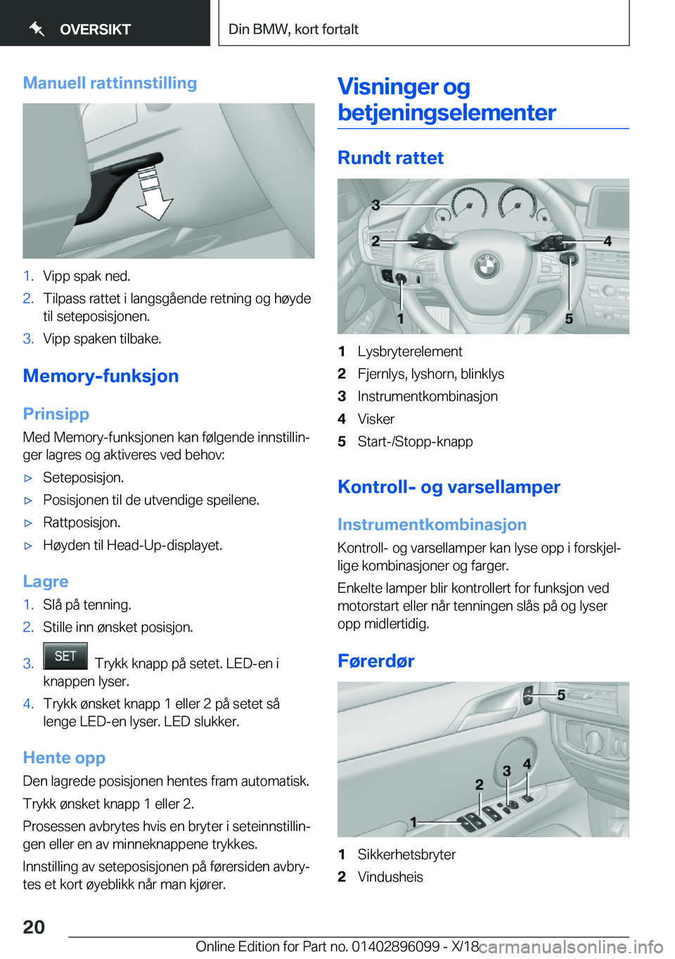 BMW X6 2019  InstruksjonsbØker (in Norwegian) �M�a�n�u�e�l�l��r�a�t�t�i�n�n�s�t�i�l�l�i�n�g�1�.�V�i�p�p��s�p�a�k��n�e�d�.�2�.�T�i�l�p�a�s�s��r�a�t�t�e�t��i��l�a�n�g�s�g�å�e�n�d�e��r�e�t�n�i�n�g��o�g��h�