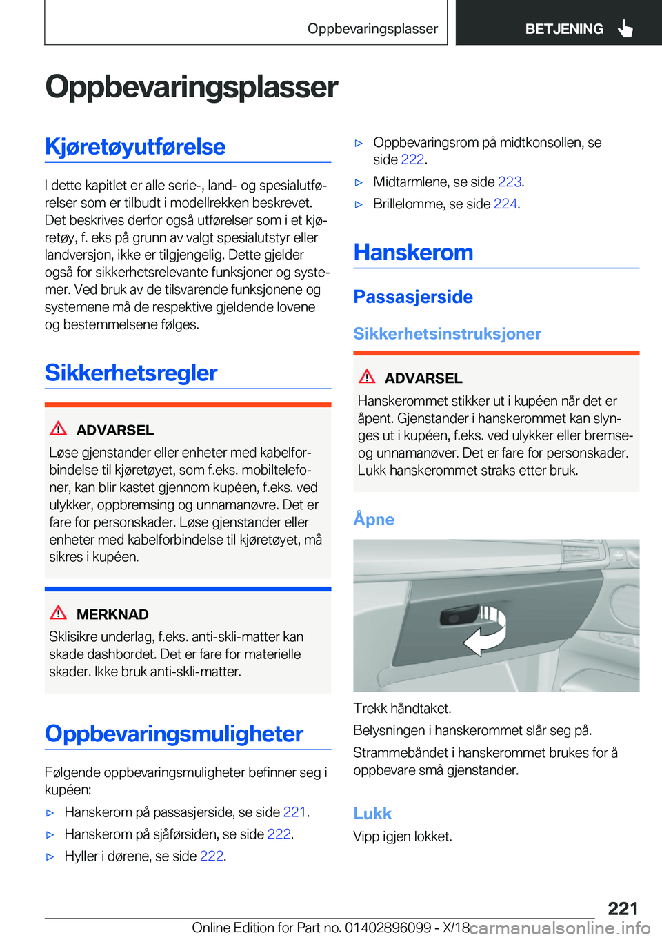 BMW X6 2019  InstruksjonsbØker (in Norwegian) �O�p�p�b�e�v�a�r�i�n�g�s�p�l�a�s�s�e�r�K�j�