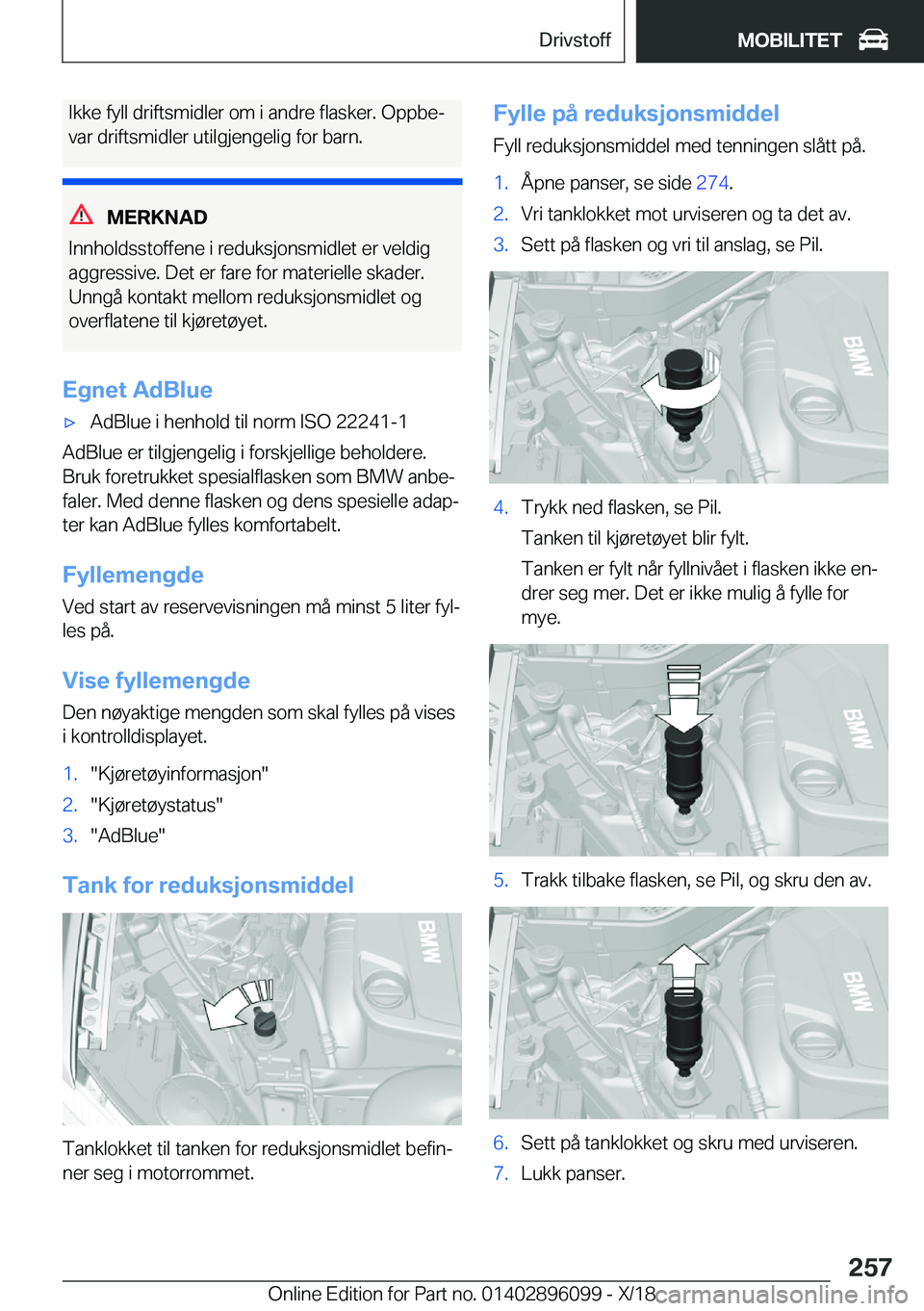 BMW X6 2019  InstruksjonsbØker (in Norwegian) �I�k�k�e��f�y�l�l��d�r�i�f�t�s�m�i�d�l�e�r��o�m��i��a�n�d�r�e��f�l�a�s�k�e�r�.��O�p�p�b�ej
�v�a�r��d�r�i�f�t�s�m�i�d�l�e�r��u�t�i�l�g�j�e�n�g�e�l�i�g��f�o�r��b�a�r�n�.
�M�E�R�K�N�A�D
�I�n�