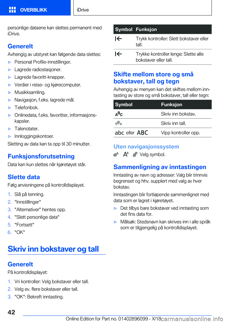 BMW X6 2019  InstruksjonsbØker (in Norwegian) �p�e�r�s�o�n�l�i�g�e��d�a�t�a�e�n�e��k�a�n��s�l�e�t�t�e�s��p�e�r�m�a�n�e�n�t��m�e�d
�i�D�r�i�v�e�.
�G�e�n�e�r�e�l�t
�A�v�h�e�n�g�i�g��a�v��u�t�s�t�y�r�e�t��k�a�n��f�