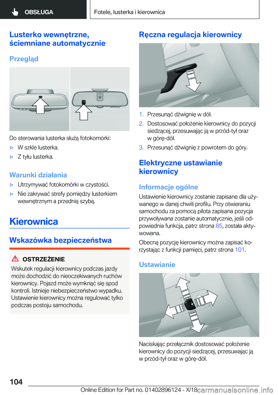 BMW X6 2019  Instrukcja obsługi (in Polish) �L�u�s�t�e�r�k�o��w�e�w�n�