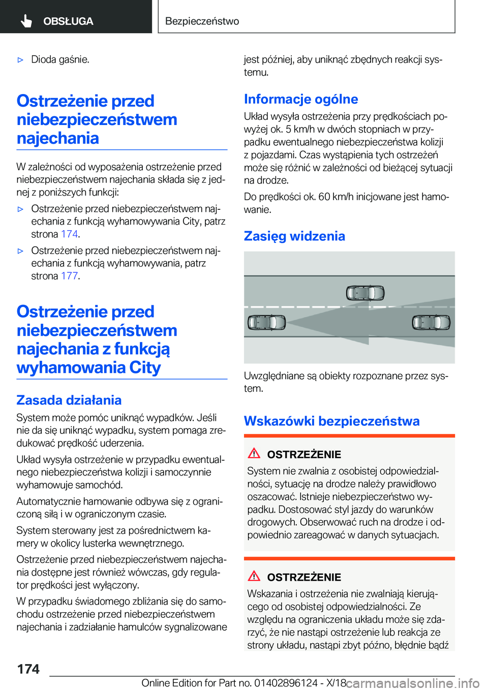 BMW X6 2019  Instrukcja obsługi (in Polish) 'x�D�i�o�d�a��g�a�n�i�e�.
�O�s�t�r�z�e9�e�n�i�e��p�r�z�e�d�n�i�e�b�e�z�p�i�e�c�z�e�