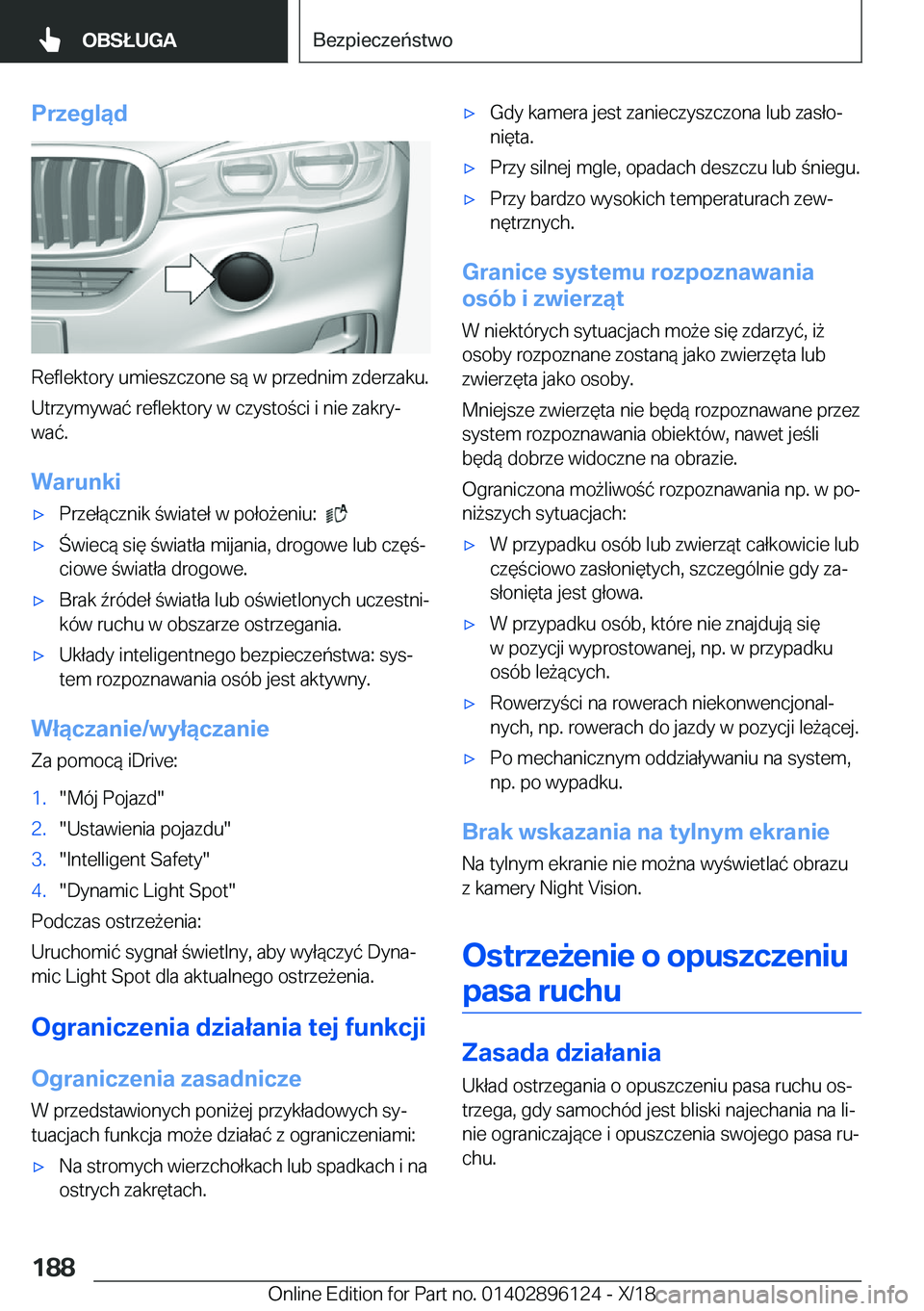 BMW X6 2019  Instrukcja obsługi (in Polish) �P�r�z�e�g�l�ą�d
�R�e�f�l�e�k�t�o�r�y��u�m�i�e�s�z�c�z�o�n�e��s�
