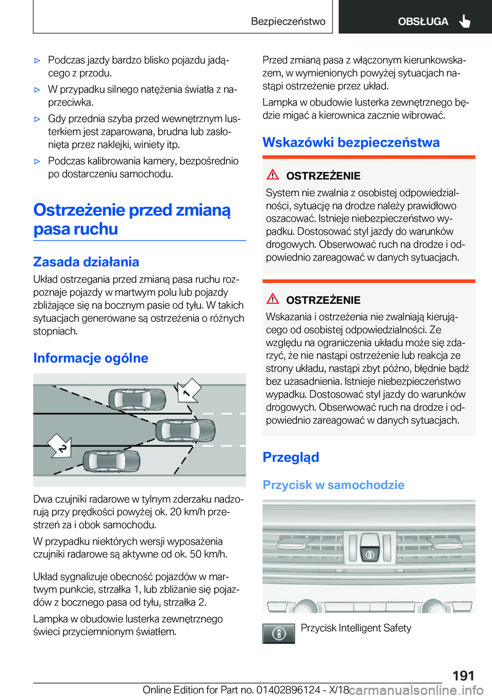 BMW X6 2019  Instrukcja obsługi (in Polish) 'x�P�o�d�c�z�a�s��j�a�z�d�y��b�a�r�d�z�o��b�l�i�s�k�o��p�o�j�a�z�d�u��j�a�d�