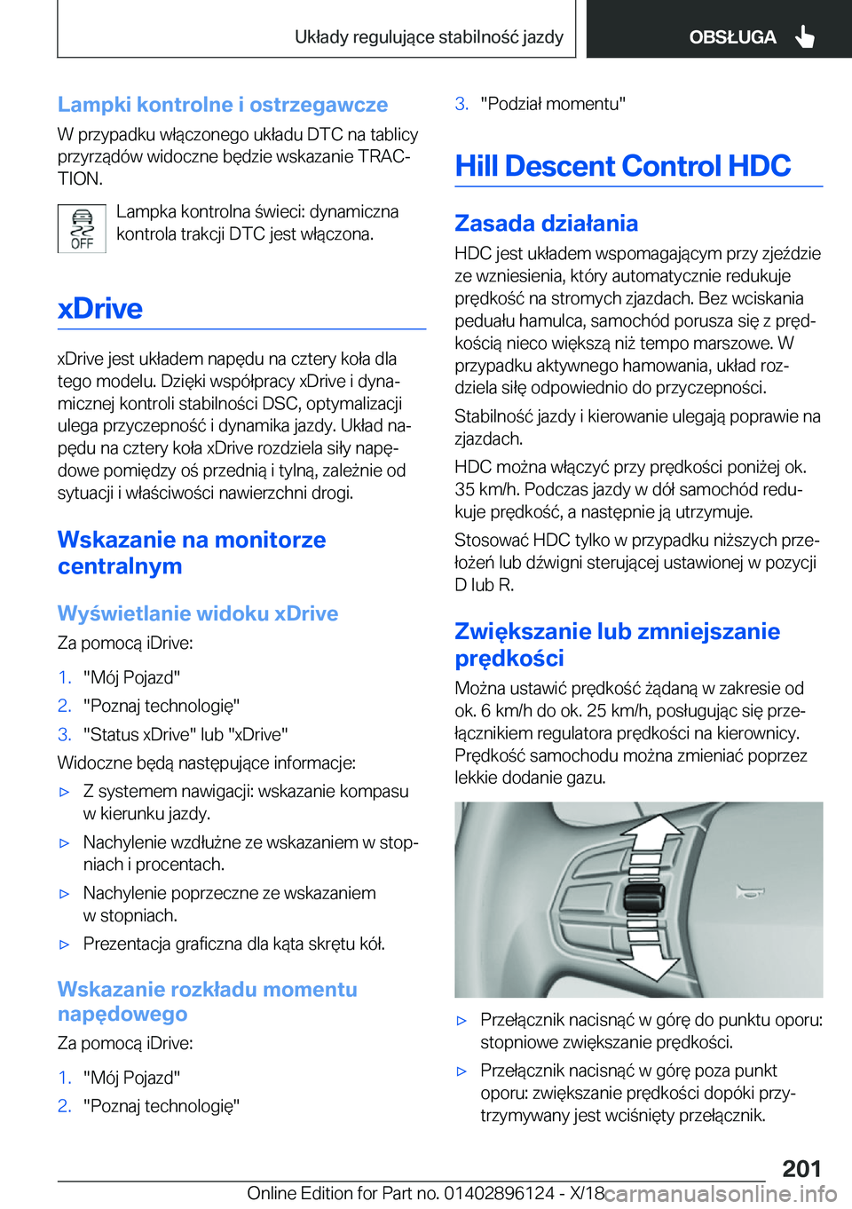 BMW X6 2019  Instrukcja obsługi (in Polish) �L�a�m�p�k�i��k�o�n�t�r�o�l�n�e��i��o�s�t�r�z�e�g�a�w�c�z�e
�W��p�r�z�y�p�a�d�k�u��w�ł�