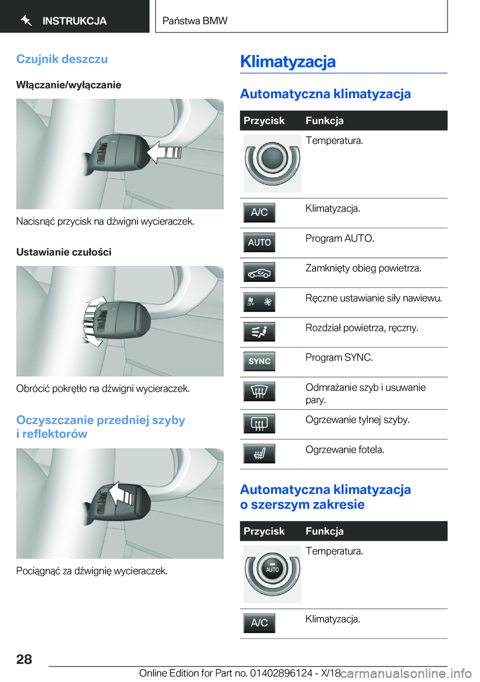 BMW X6 2019  Instrukcja obsługi (in Polish) �C�z�u�j�n�i�k��d�e�s�z�c�z�u
�W�ł�ą�c�z�a�n�i�e�/�w�y�ł�ą�c�z�a�n�i�e
�N�a�c�i�s�n�