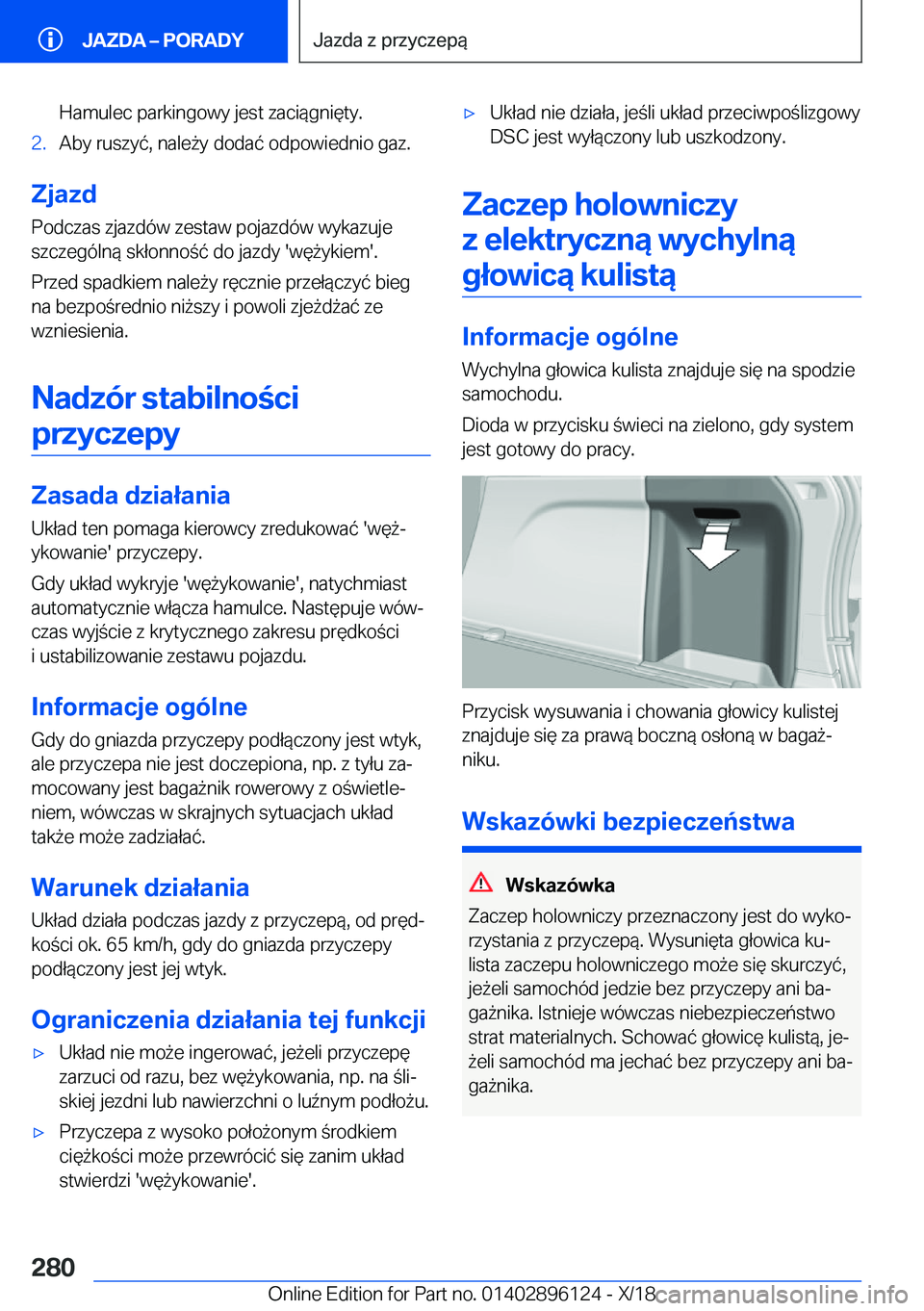 BMW X6 2019  Instrukcja obsługi (in Polish) �H�a�m�u�l�e�c��p�a�r�k�i�n�g�o�w�y��j�e�s�t��z�a�c�i�