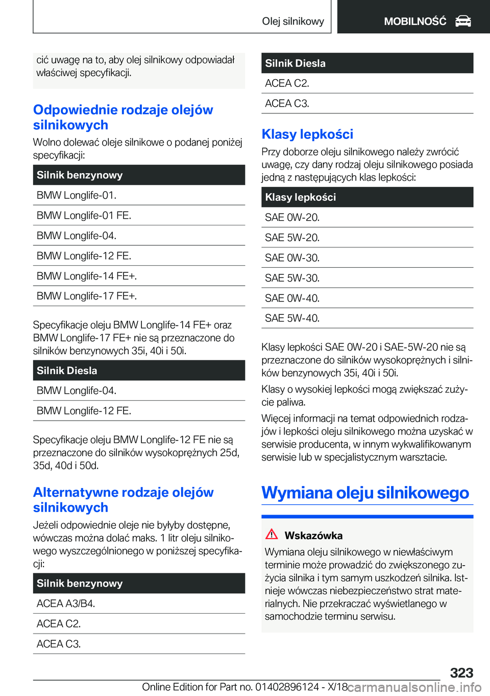 BMW X6 2019  Instrukcja obsługi (in Polish) �c�i�