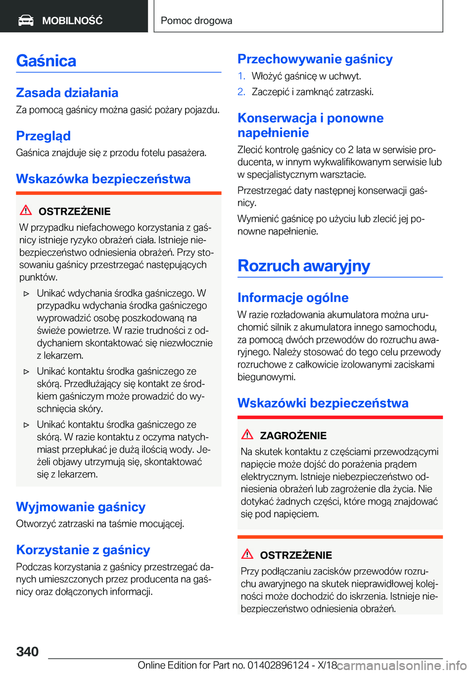 BMW X6 2019  Instrukcja obsługi (in Polish) �G�a�n�i�c�a
�Z�a�s�a�d�a��d�z�i�a�ł�a�n�i�a
�Z�a��p�o�m�o�c�
