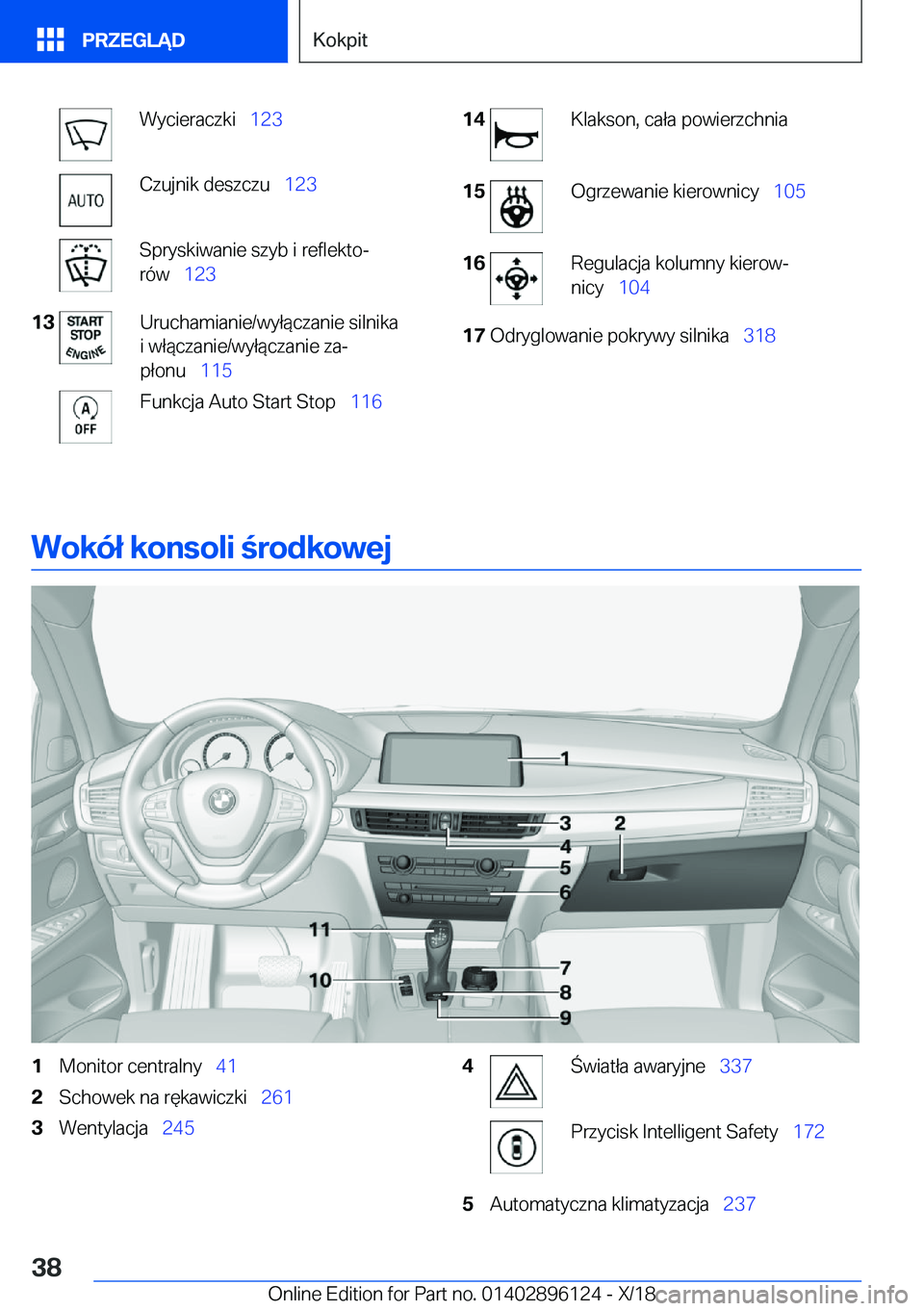 BMW X6 2019  Instrukcja obsługi (in Polish) �W�y�c�i�e�r�a�c�z�k�i\_�1�2�3�C�z�u�j�n�i�k��d�e�s�z�c�z�u\_ �1�2�3�S�p�r�y�s�k�i�w�a�n�i�e��s�z�y�b��i��r�e�f�l�e�k�t�oj
�r�