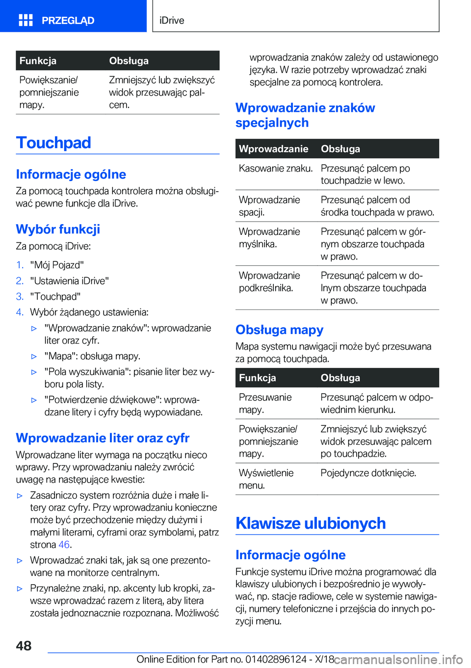 BMW X6 2019  Instrukcja obsługi (in Polish) �F�u�n�k�c�j�a�O�b�s�ł�u�g�a�P�o�w�i�