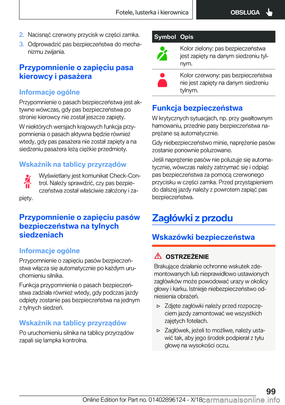 BMW X6 2019  Instrukcja obsługi (in Polish) �2�.�N�a�c�i�s�n�
