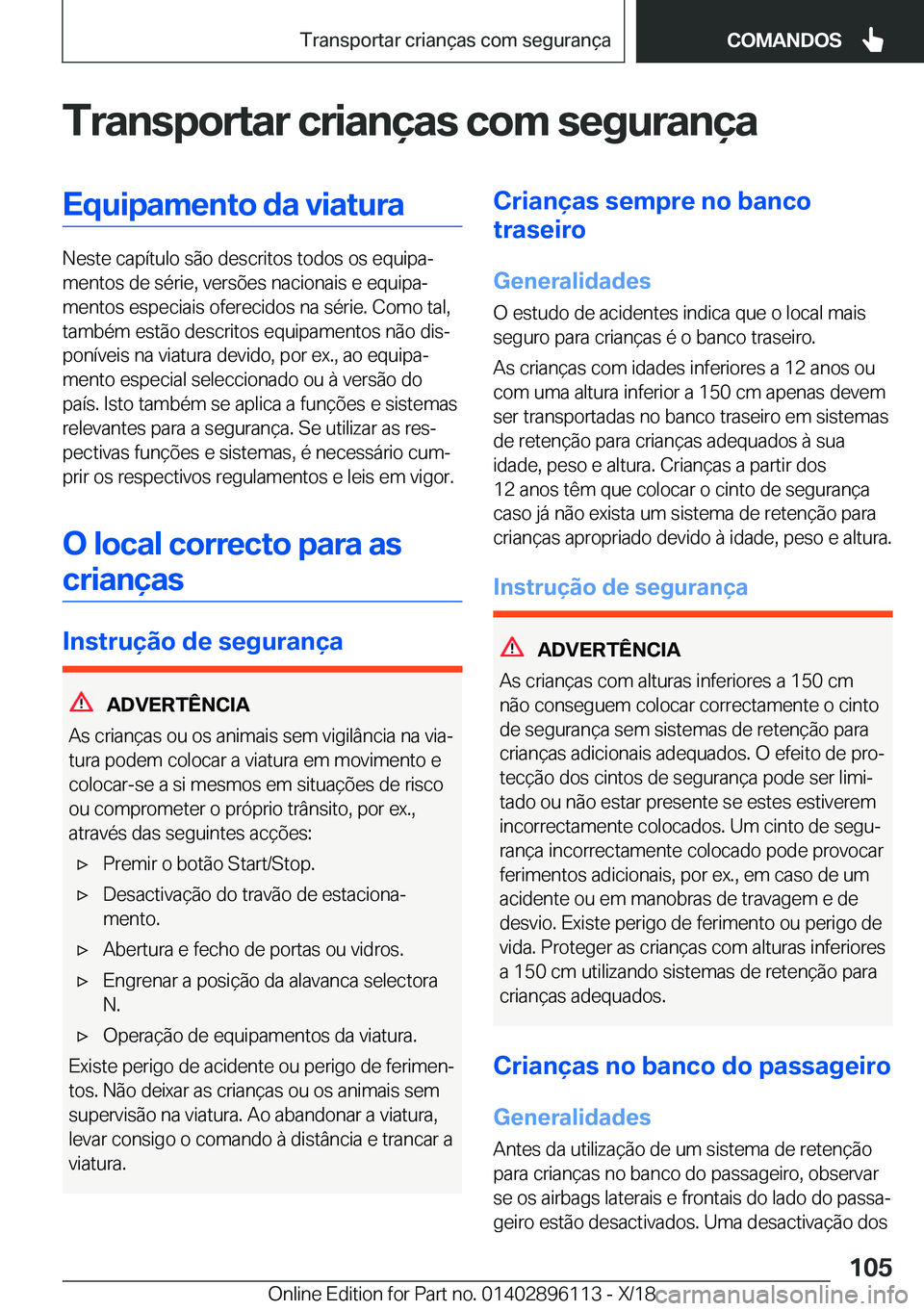 BMW X6 2019  Manual do condutor (in Portuguese) �T�r�a�n�s�p�o�r�t�a�r��c�r�i�a�n�
