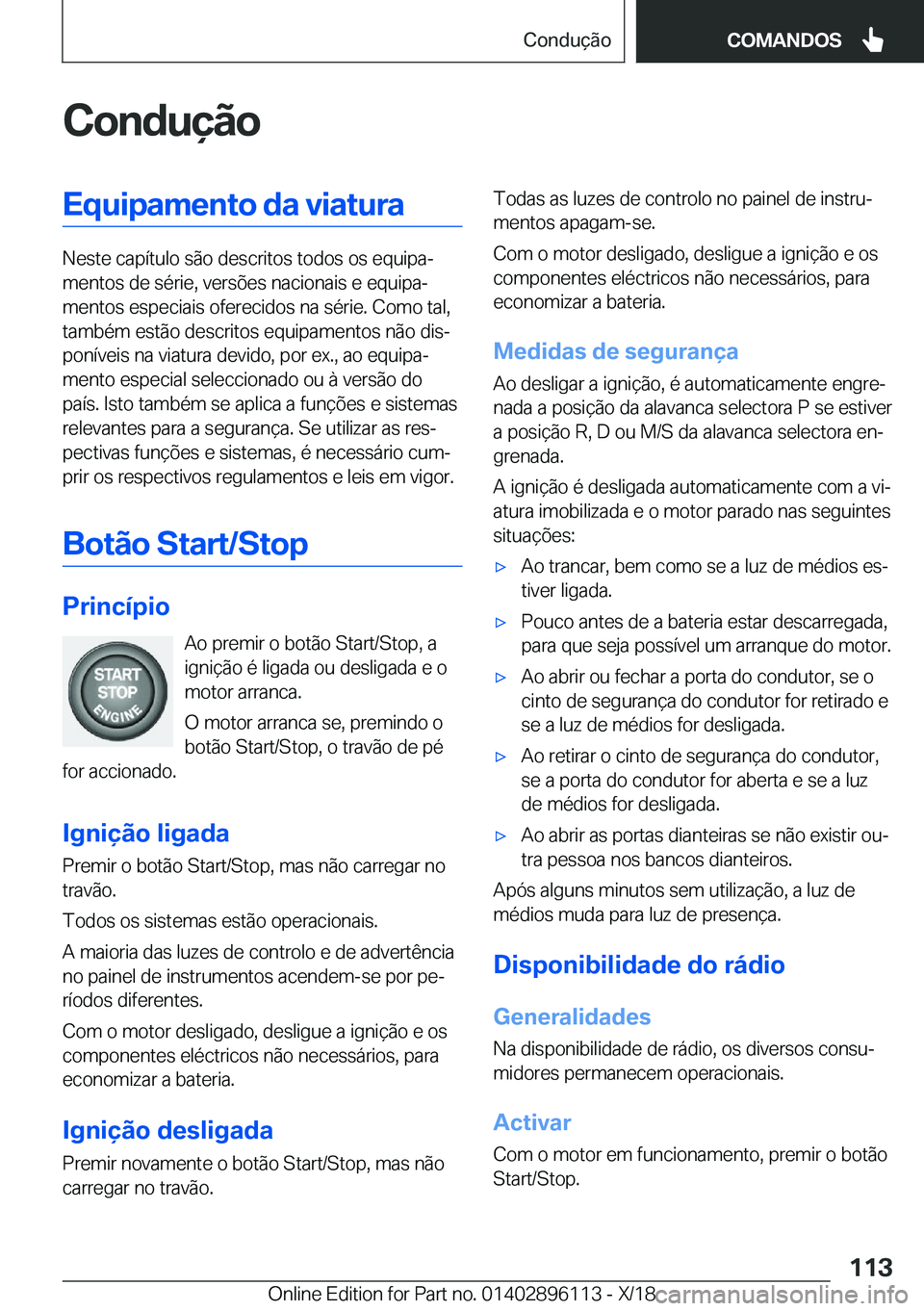 BMW X6 2019  Manual do condutor (in Portuguese) �C�o�n�d�u�
