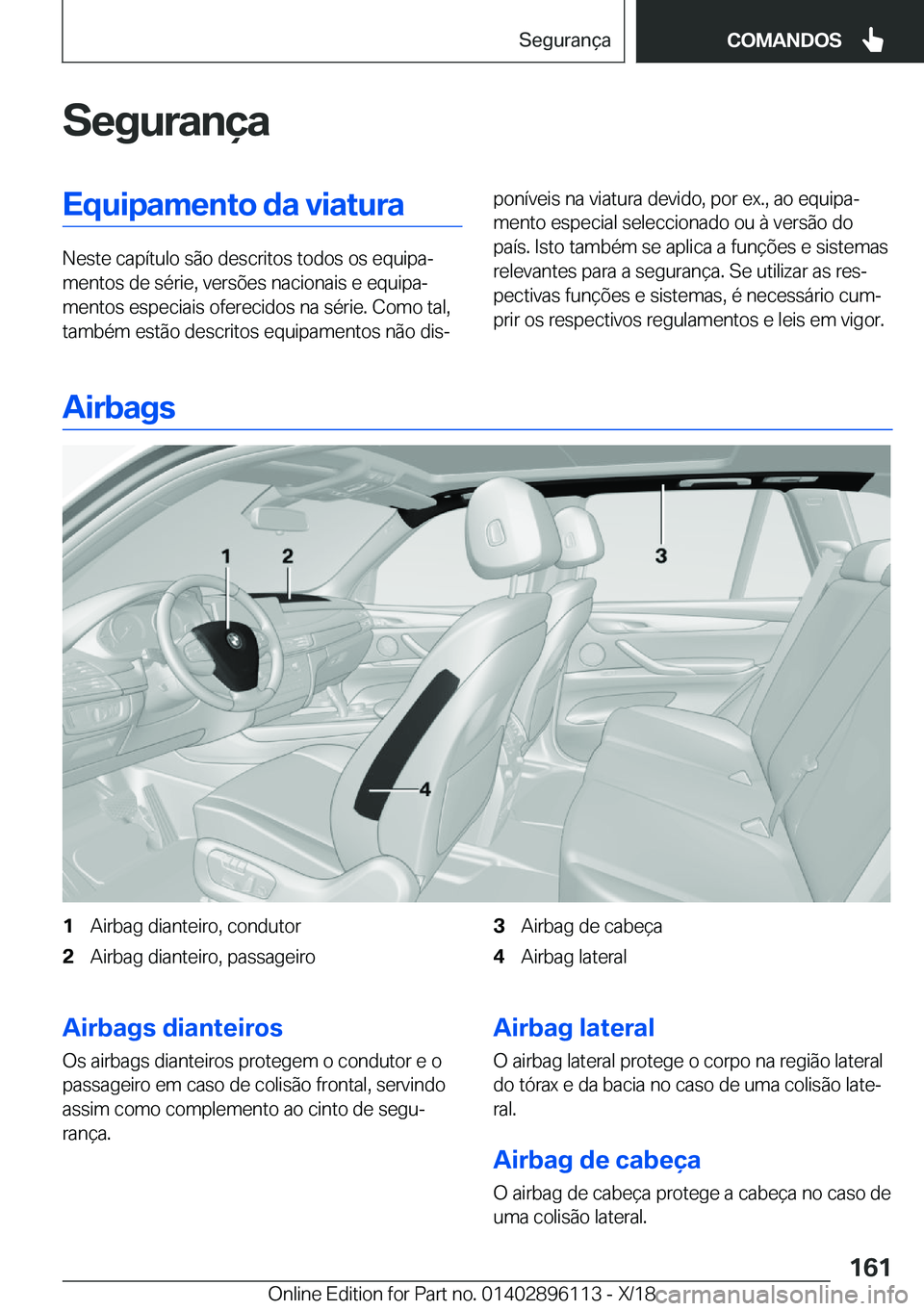 BMW X6 2019  Manual do condutor (in Portuguese) �S�e�g�u�r�a�n�
