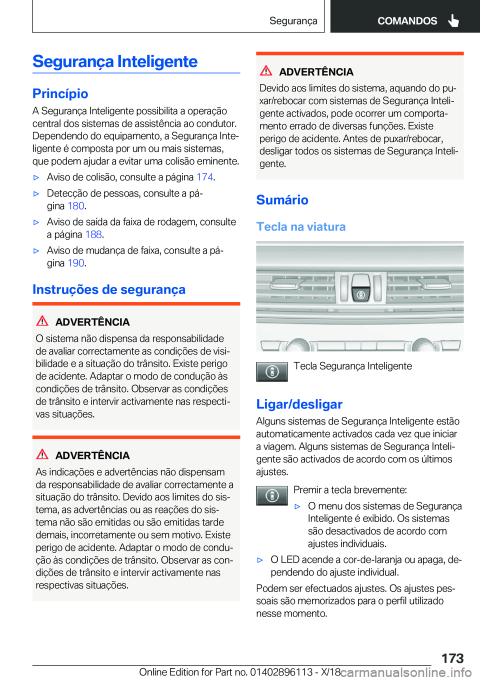 BMW X6 2019  Manual do condutor (in Portuguese) �S�e�g�u�r�a�n�