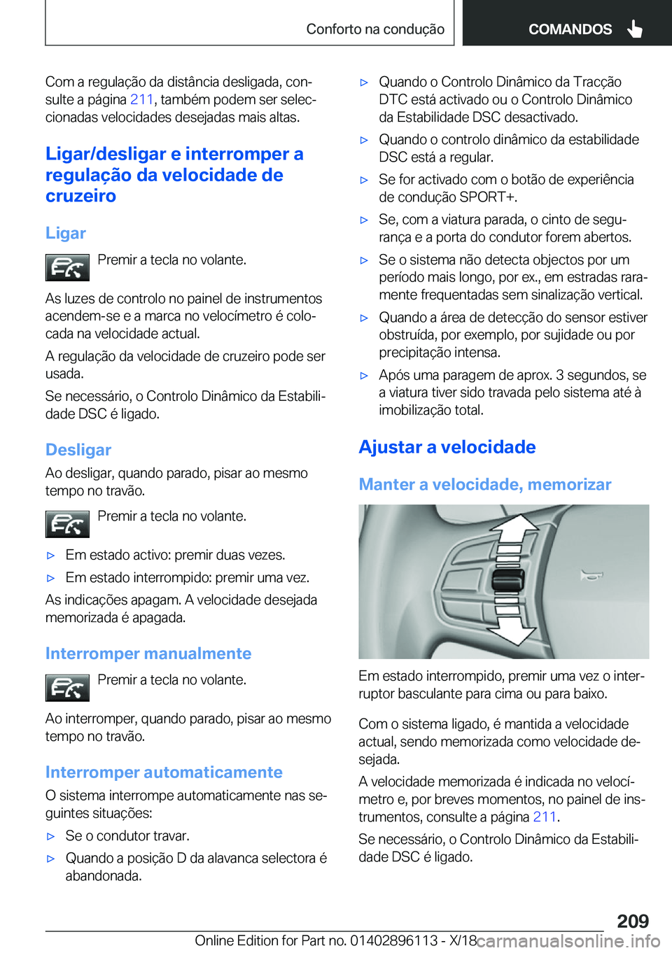 BMW X6 2019  Manual do condutor (in Portuguese) �C�o�m��a��r�e�g�u�l�a�