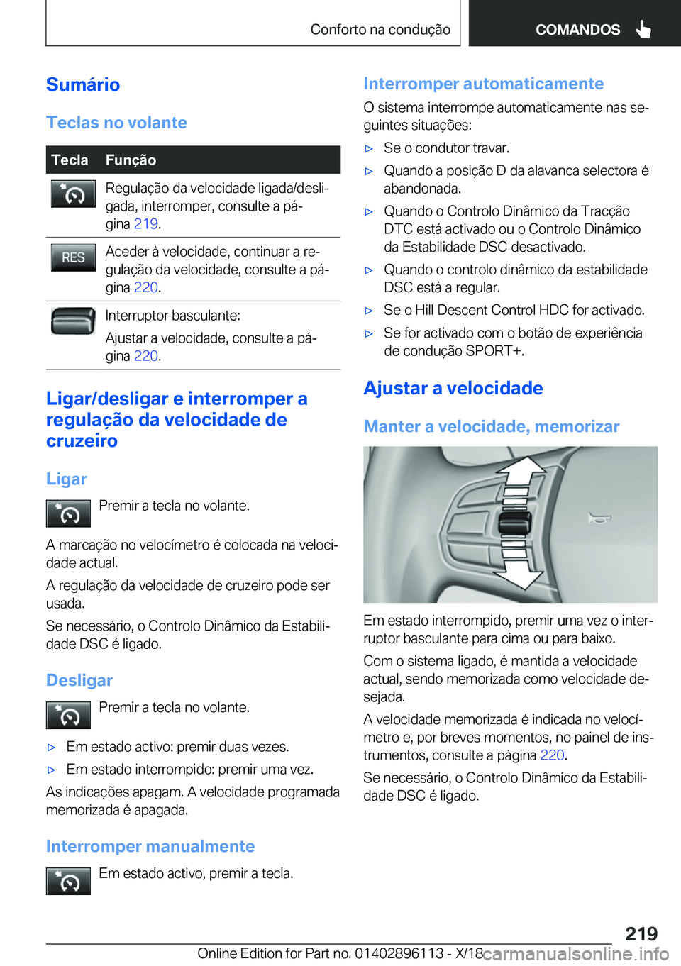 BMW X6 2019  Manual do condutor (in Portuguese) �S�u�m�á�r�i�o�T�e�c�l�a�s��n�o��v�o�l�a�n�t�e�T�e�c�l�a�F�u�n�