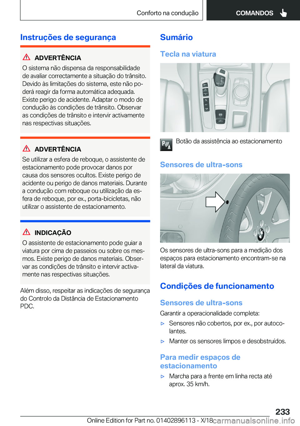 BMW X6 2019  Manual do condutor (in Portuguese) �I�n�s�t�r�u�