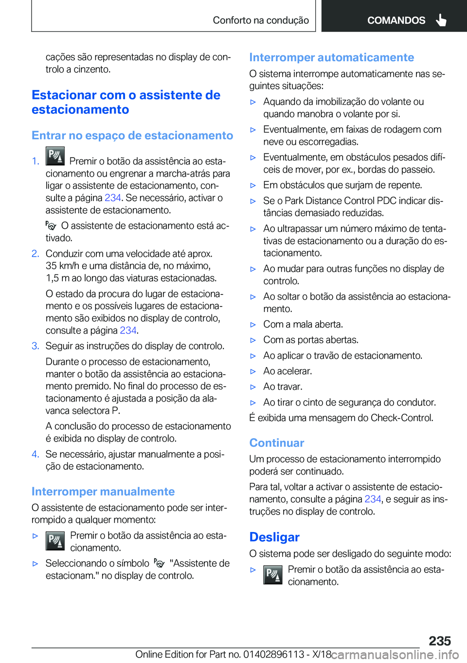 BMW X6 2019  Manual do condutor (in Portuguese) �c�a�