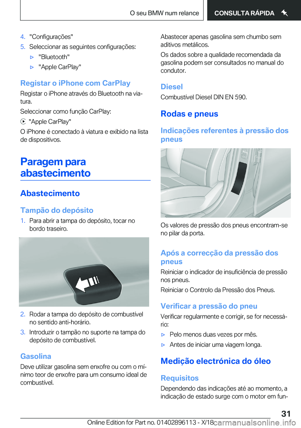 BMW X6 2019  Manual do condutor (in Portuguese) �4�.��C�o�n�f�i�g�u�r�a�