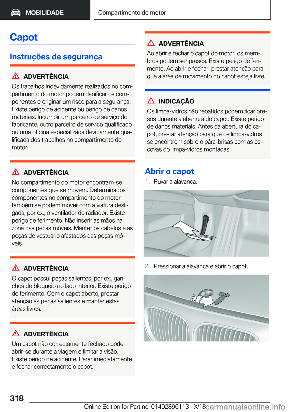 BMW X6 2019  Manual do condutor (in Portuguese) �C�a�p�o�t
�I�n�s�t�r�u�