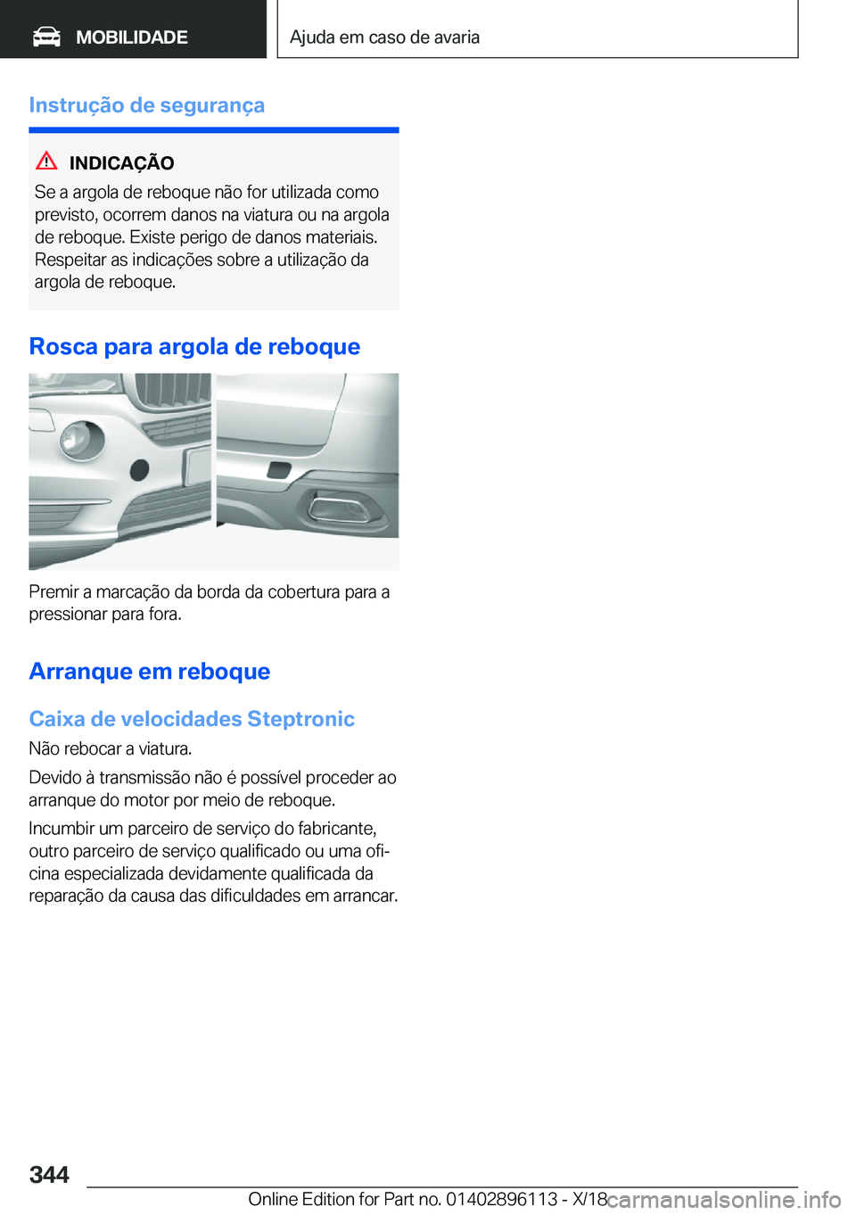 BMW X6 2019  Manual do condutor (in Portuguese) �I�n�s�t�r�u�