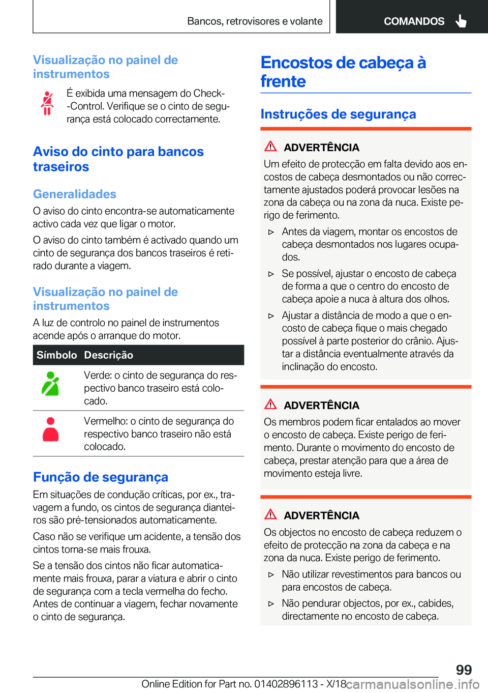 BMW X6 2019  Manual do condutor (in Portuguese) �V�i�s�u�a�l�i�z�a�