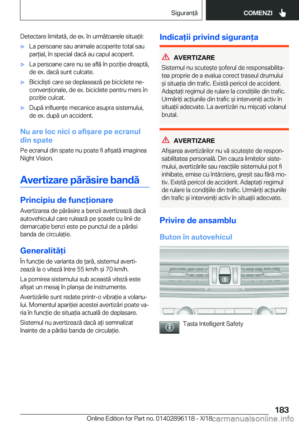 BMW X6 2019  Ghiduri De Utilizare (in Romanian) �D�e�t�e�c�t�a�r�e��l�i�m�i�t�a�t�