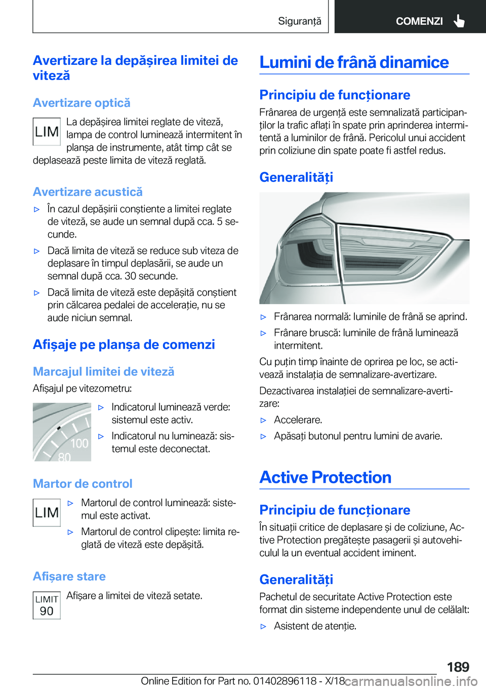 BMW X6 2019  Ghiduri De Utilizare (in Romanian) �A�v�e�r�t�i�z�a�r�e��l�a��d�e�p�