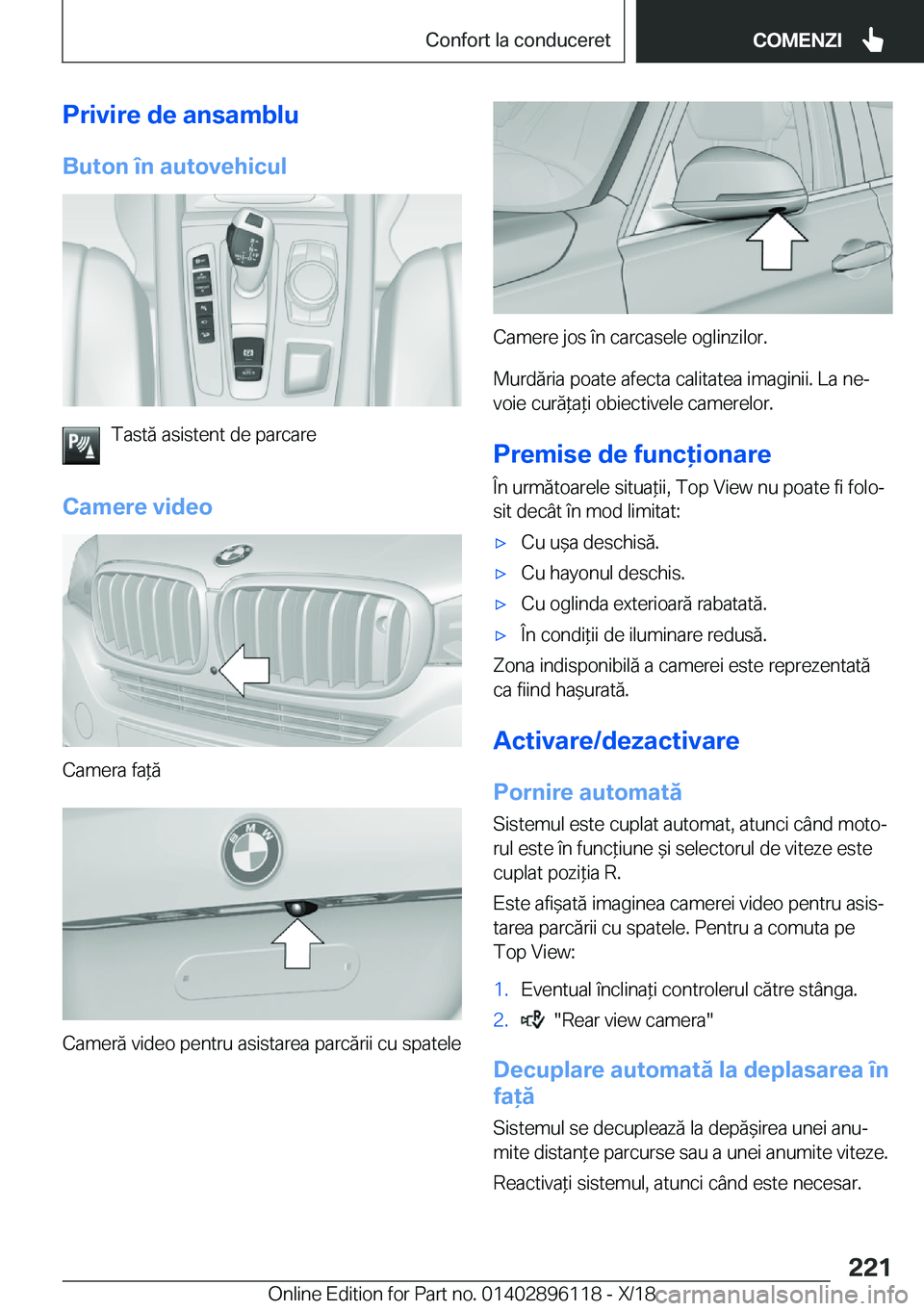 BMW X6 2019  Ghiduri De Utilizare (in Romanian) �P�r�i�v�i�r�e��d�e��a�n�s�a�m�b�l�u
�B�u�t�o�n��