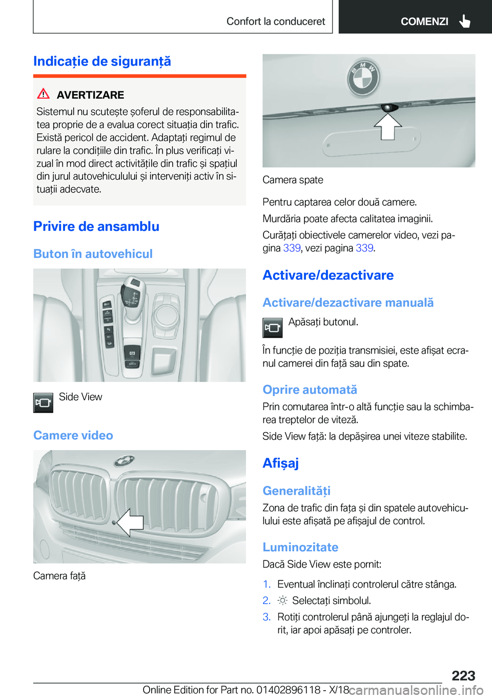 BMW X6 2019  Ghiduri De Utilizare (in Romanian) �I�n�d�i�c�a�i�e��d�e��s�i�g�u�r�a�n�