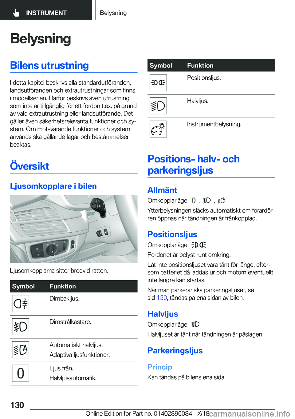 BMW X6 2019  InstruktionsbÖcker (in Swedish) �B�e�l�y�s�n�i�n�g�B�i�l�e�n�s��u�t�r�u�s�t�n�i�n�g
�I��d�e�t�t�a��k�a�p�i�t�e�l��b�e�s�k�r�i�v�s��a�l�l�a��s�t�a�n�d�a�r�d�u�t�f�