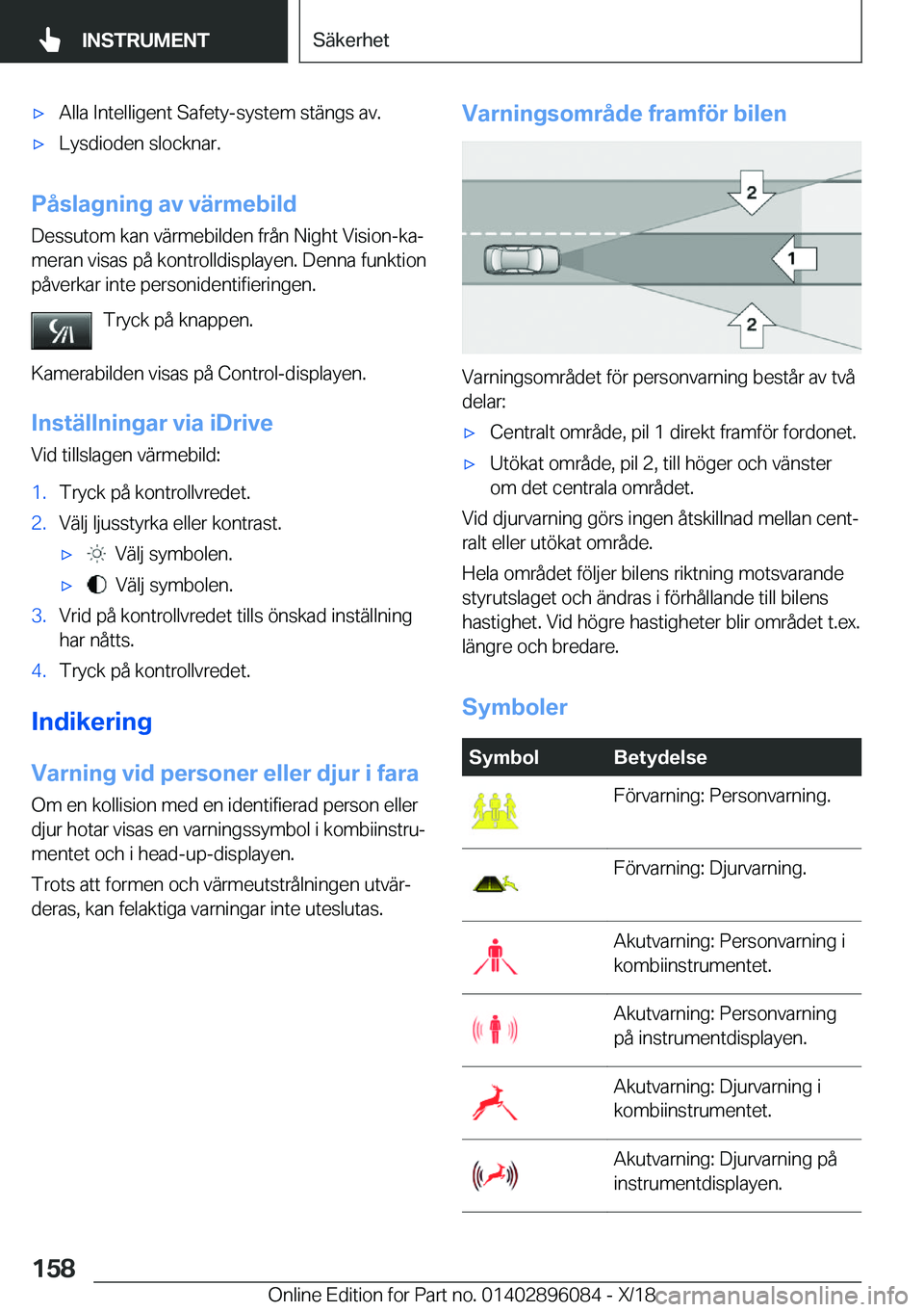 BMW X6 2019  InstruktionsbÖcker (in Swedish) x�A�l�l�a��I�n�t�e�l�l�i�g�e�n�t��S�a�f�e�t�y�-�s�y�s�t�e�m��s�t�ä�n�g�s��a�v�.x�L�y�s�d�i�o�d�e�n��s�l�o�c�k�n�a�r�.
�P�å�s�l�a�g�n�i�n�g��a�v��v�ä�r�m�e�b�i�l�d
�D�e�s�s�u�t�o�m��k�a�n�