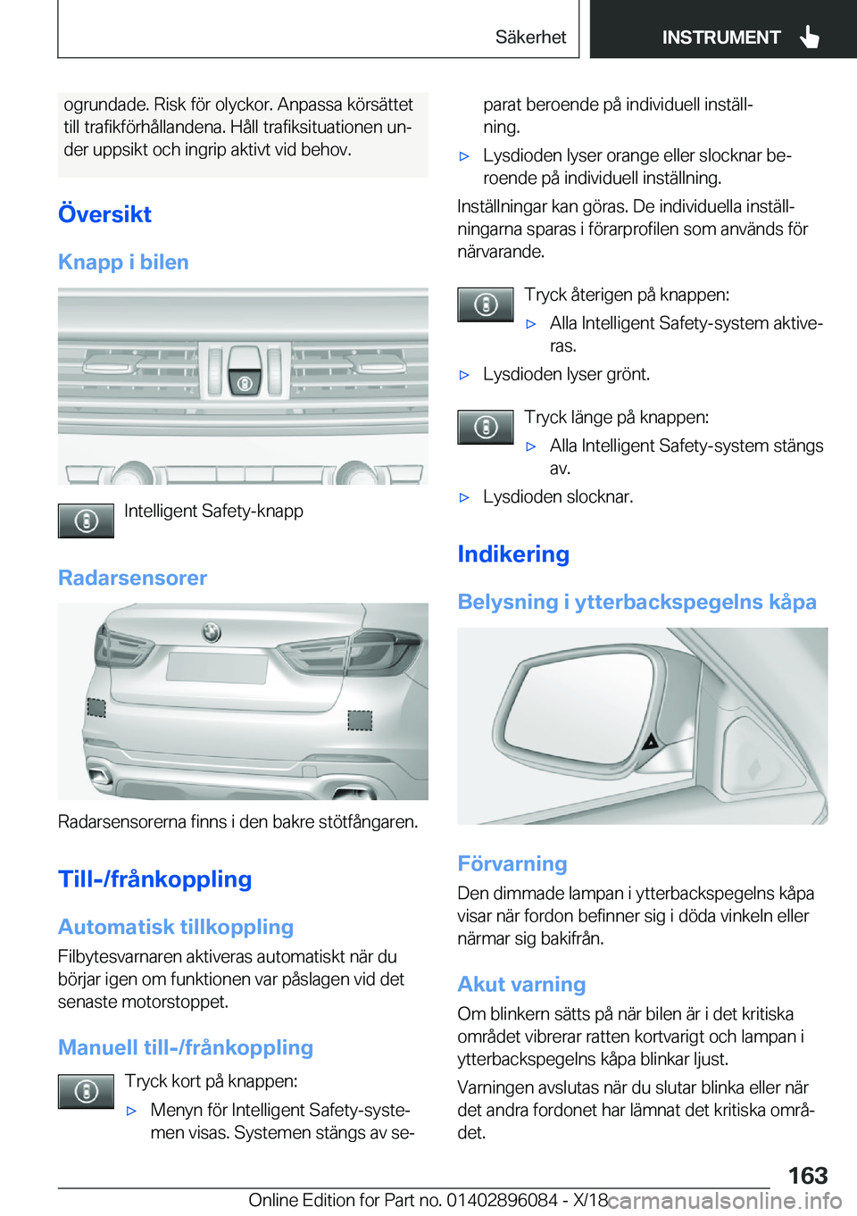 BMW X6 2019  InstruktionsbÖcker (in Swedish) �o�g�r�u�n�d�a�d�e�.��R�i�s�k��f�