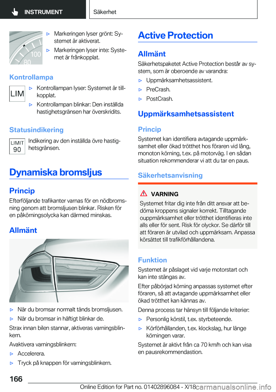 BMW X6 2019  InstruktionsbÖcker (in Swedish) x�M�a�r�k�e�r�i�n�g�e�n��l�y�s�e�r��g�r�