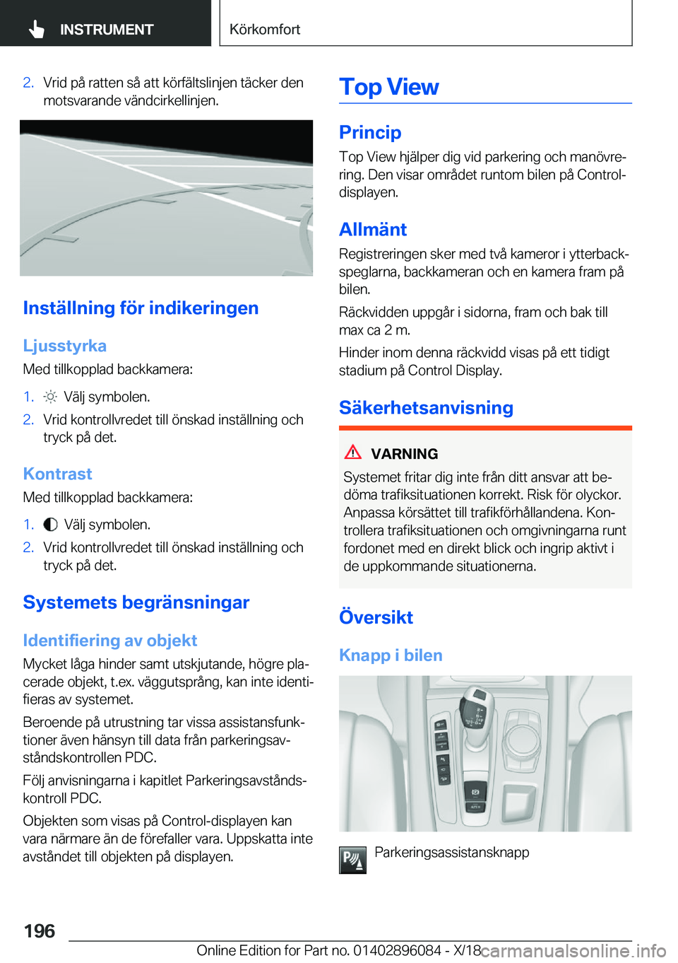 BMW X6 2019  InstruktionsbÖcker (in Swedish) �2�.�V�r�i�d��p�å��r�a�t�t�e�n��s�å��a�t�t��k�