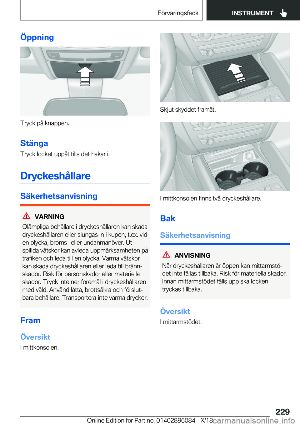 BMW X6 2019  InstruktionsbÖcker (in Swedish) �