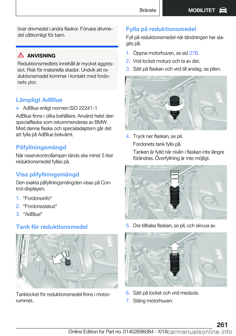 BMW X6 2019  InstruktionsbÖcker (in Swedish) �