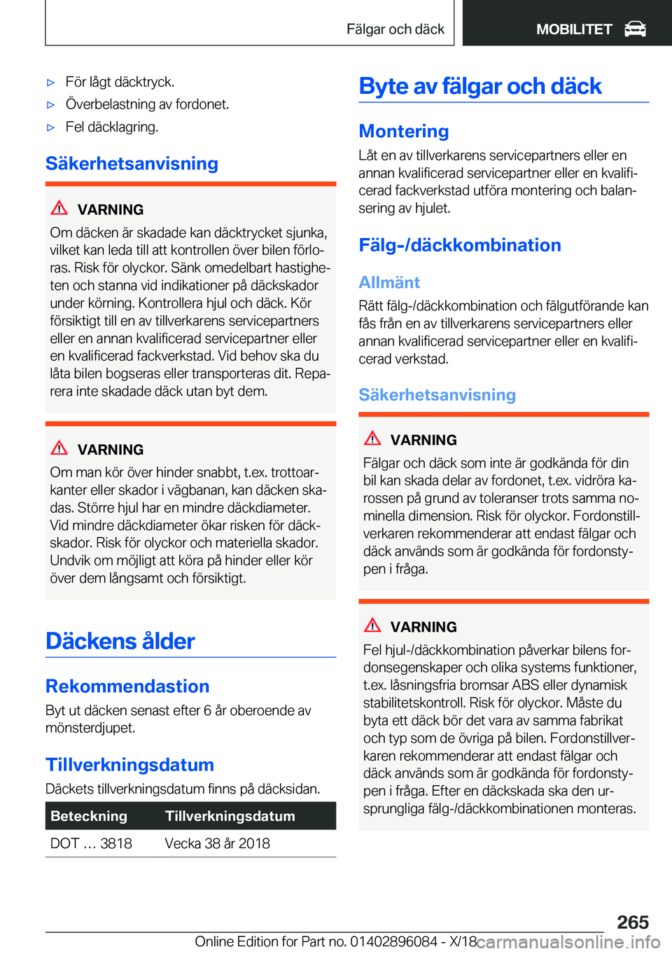 BMW X6 2019  InstruktionsbÖcker (in Swedish) x�F�