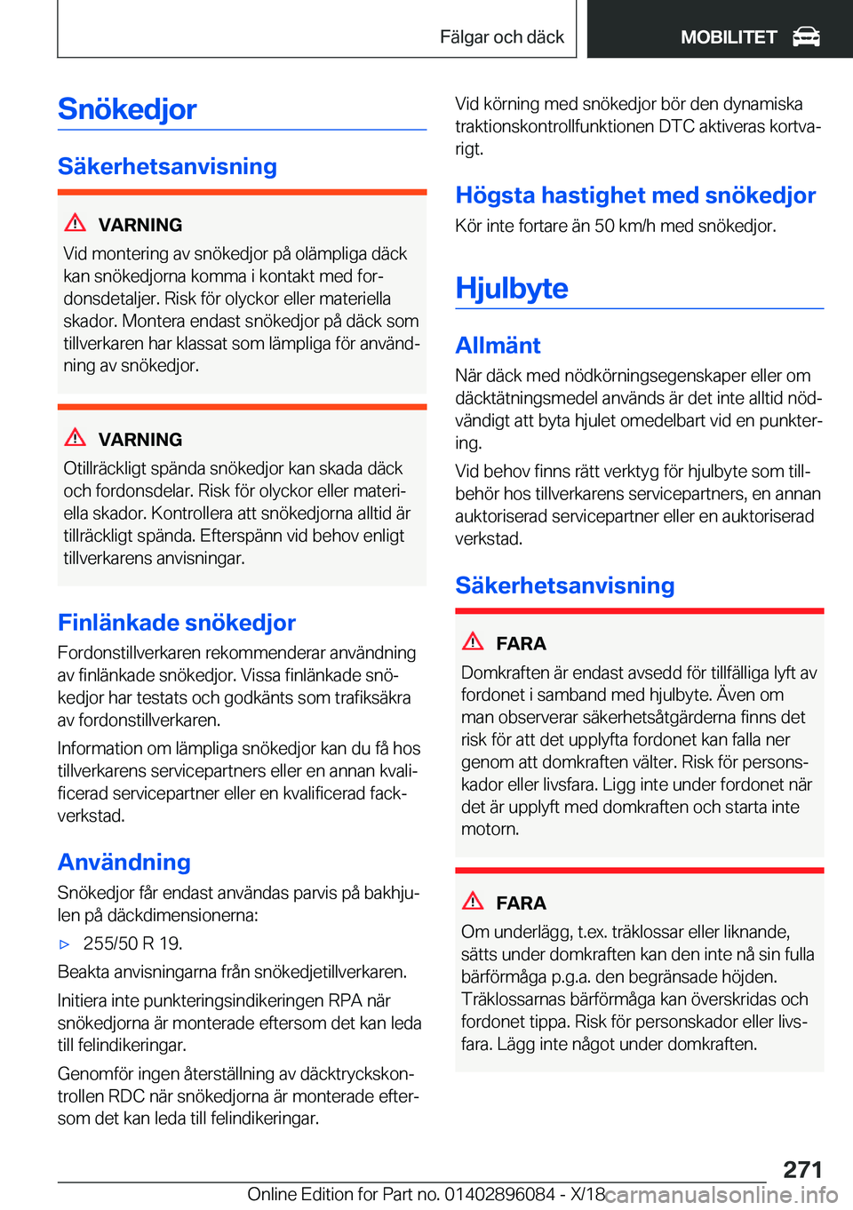 BMW X6 2019  InstruktionsbÖcker (in Swedish) �S�n�