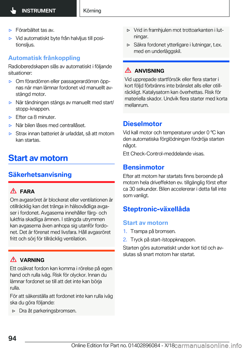 BMW X6 2019  InstruktionsbÖcker (in Swedish) x�F�