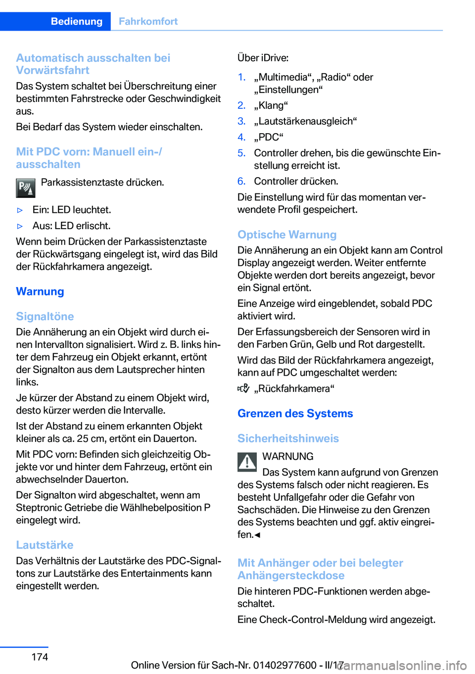 BMW X6 2017  Betriebsanleitungen (in German) �A�u�t�o�m�a�t�i�s�c�h��a�u�s�s�c�h�a�l�t�e�n��b�e�i
�V�o�r�w�