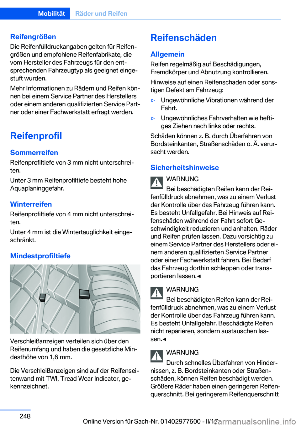 BMW X6 2017  Betriebsanleitungen (in German) �R�e�i�f�e�n�g�r�